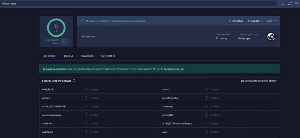 Microsoft Phishing website that was exclusively detected by PhishReaper